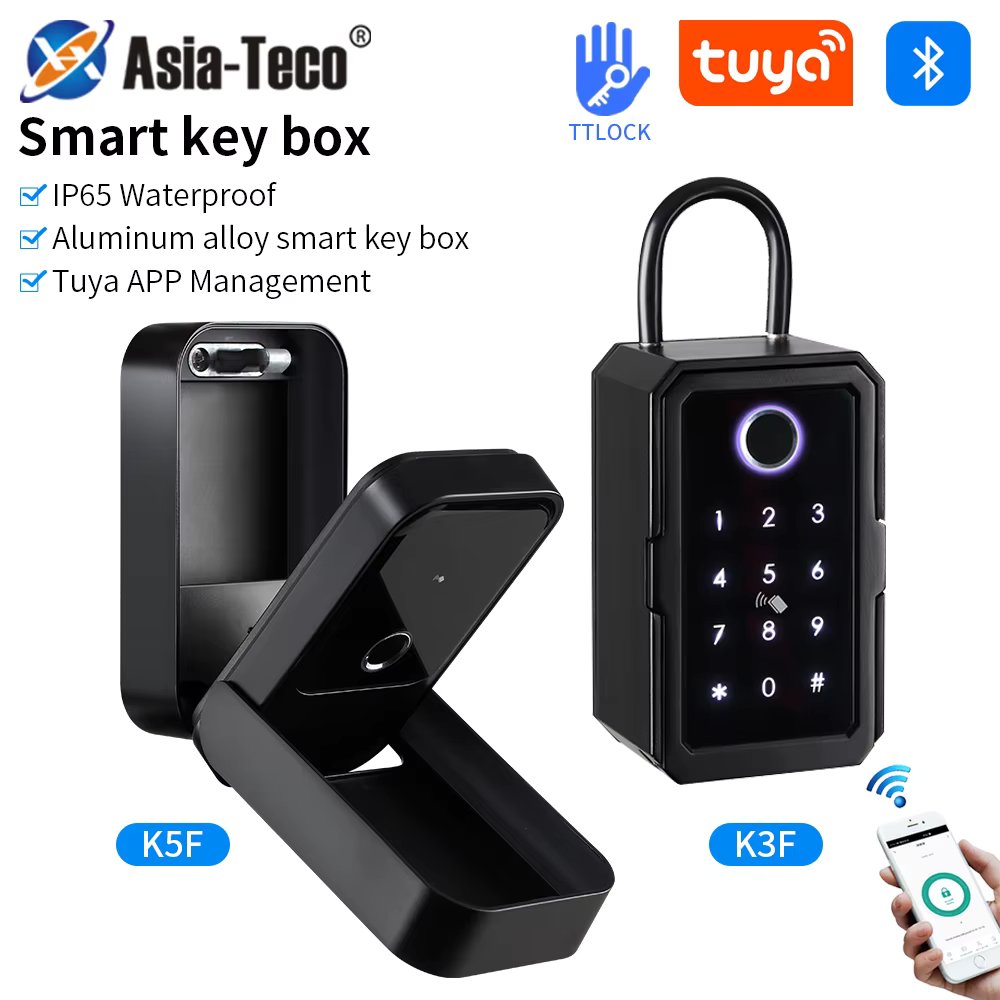 Fingerprint Key Box Storage Secret Key Lock Fusebox BLE Tuya / Ttlock App Unlock Support Wifi Gateway Secreta Safety Box Padlock
