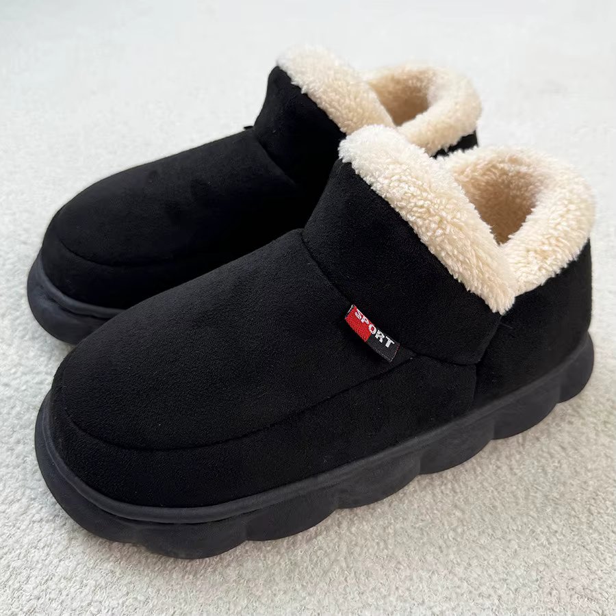 Smile PoP Winter Plush Men Cotton Shoes Warm Plush Men House Slippers Outdoor Soft Non Slip Women's Shoes Casual Furry Men Shoes