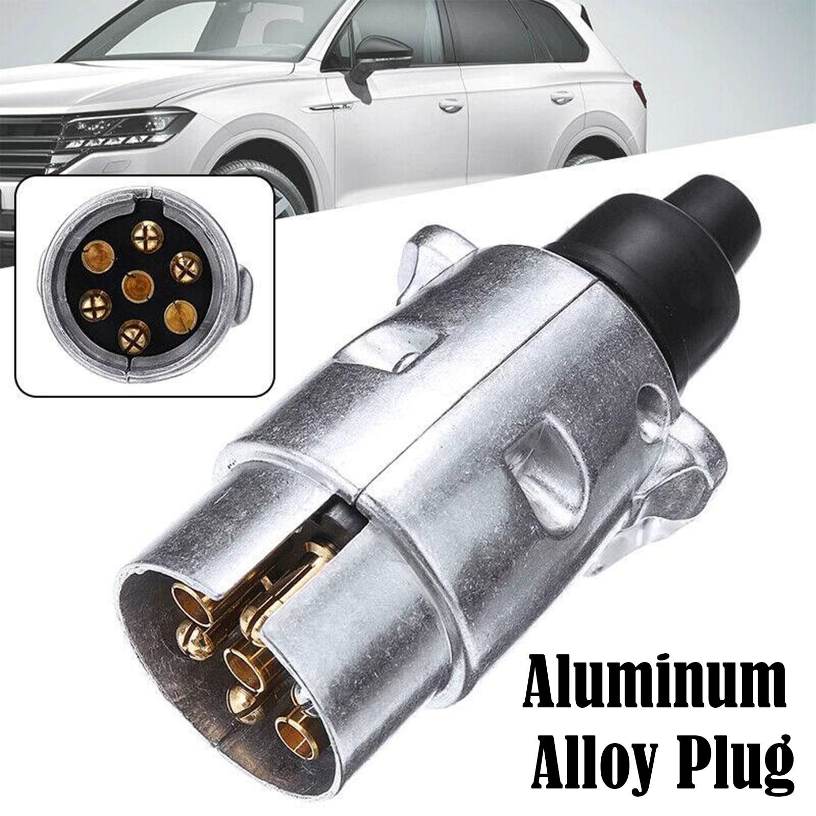 New Durable 7 Pin Aluminium Alloy Plug Trailer Truck Towing Electrics 12V Connector Professional Replacement For Truck EU Plug
