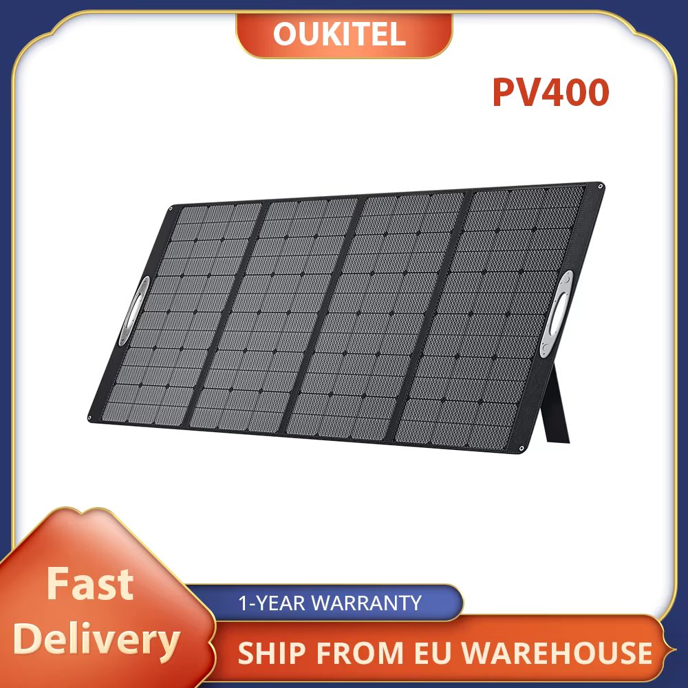 OUKITEL PV400 400W Foldable Portable Solar Panel with Kickstand, 23% Energy Conversion Rate, IP65 Waterproof High Efficiency