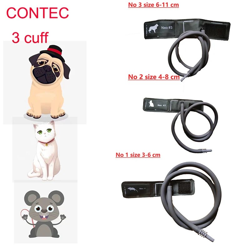 Vet Use Cuff Animals Cuff CONTEC08A Veterinary Blood Pressure Monitor Cuff 5 types Mouse/Cat/Dog/Horse/Elephant With Connector