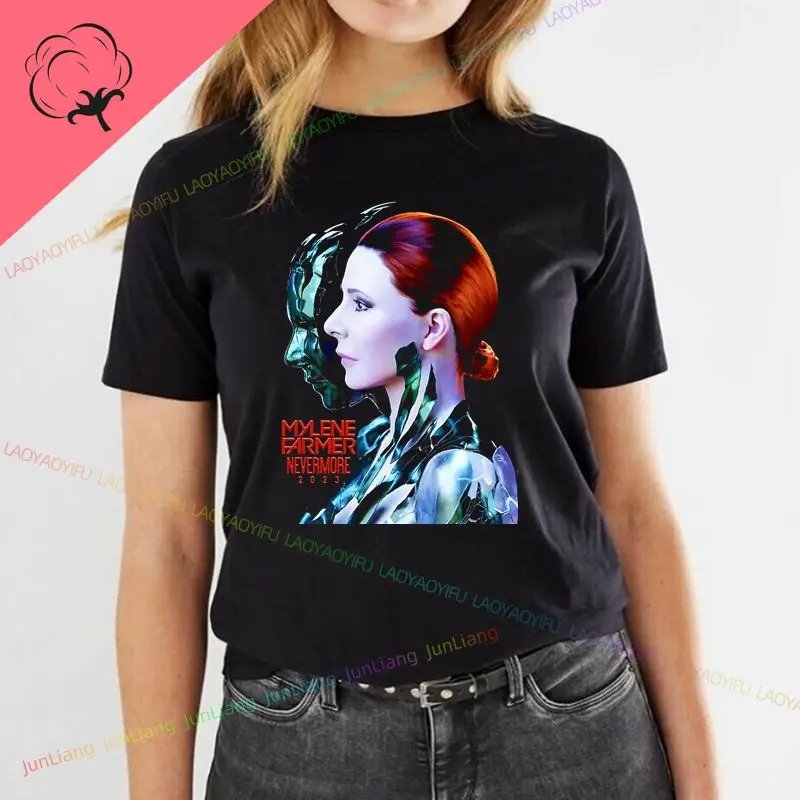 France Mylene Farmer Nevermore French T-shirt Summer Oversized Short Sleeve Men's Cotton Graphic T-shirt Fan Gift Fashion Top