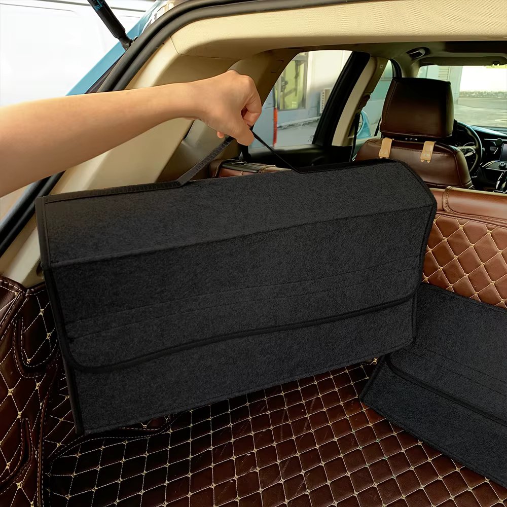Felt car trunk folding storage box enlarged and thickened dark gray