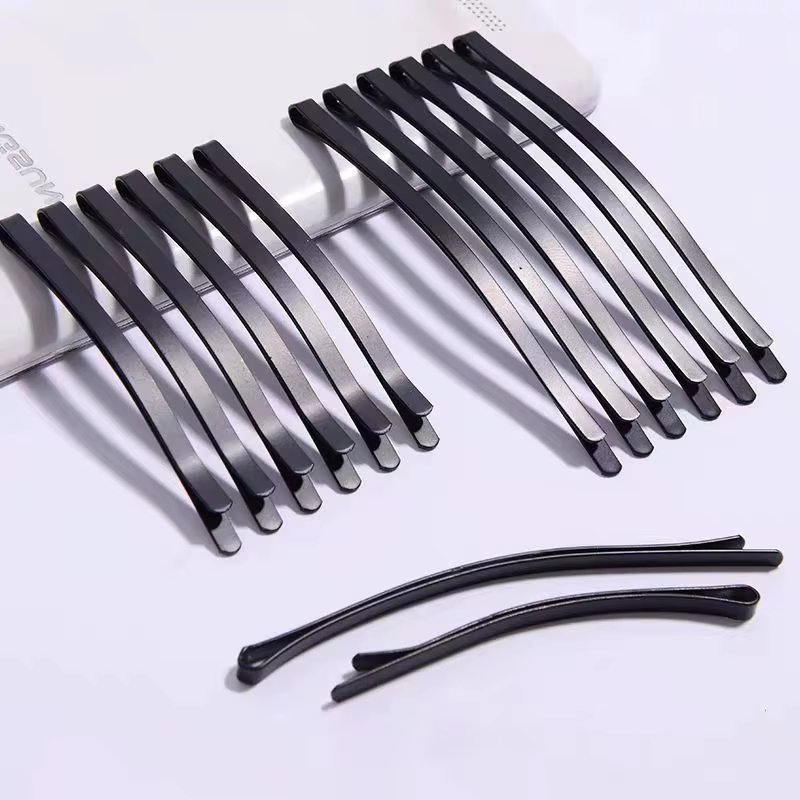 10pcs Black 6.5/8.5 Cm Clip Hair Clip Hairpin Korean Simple Black Wire Hair Pins Invisible Hairpin Wide Big Hair Clips For Bride