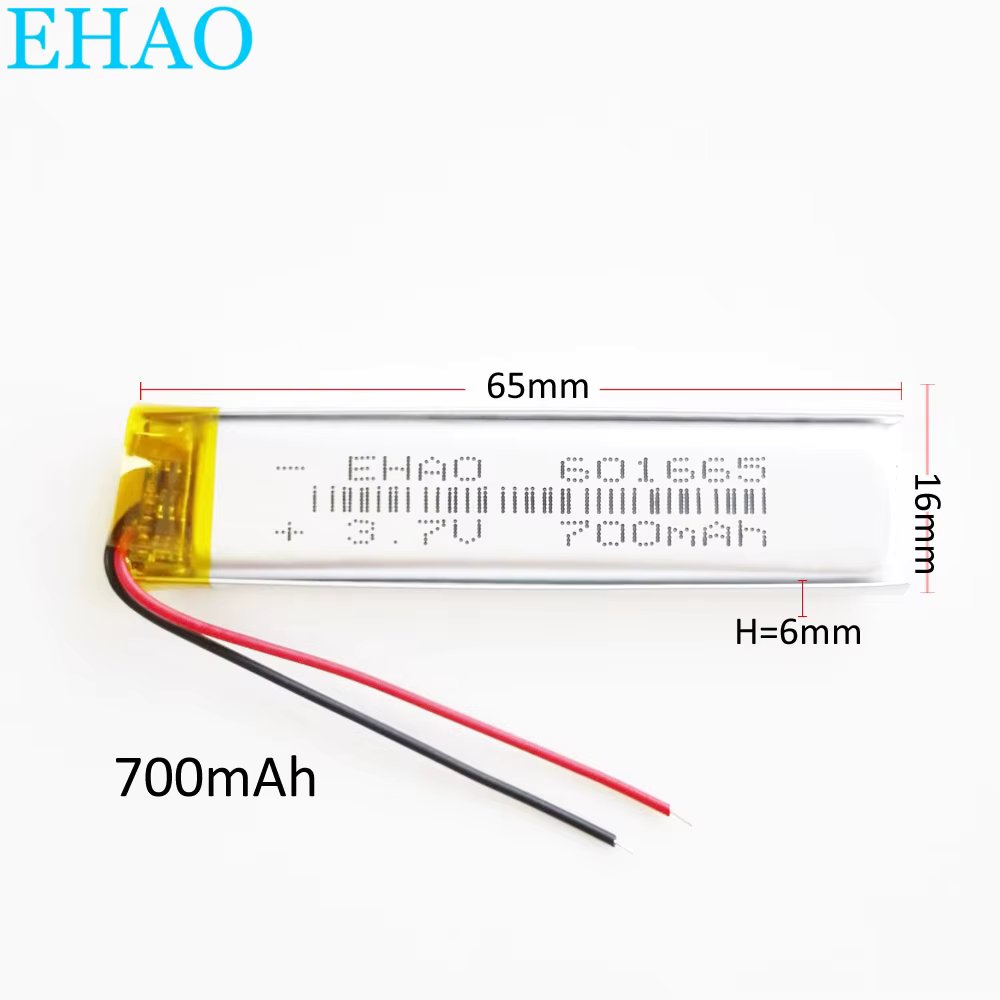 3.7V 700mAh Lithium Polymer LiPo Rechargeable Battery 601665 For Mp3 GPS Mobile Phone Electronic Part