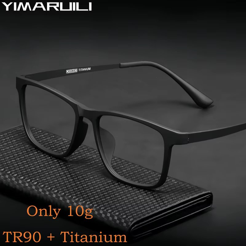YIMARUILI Ultra Light Fashion Men's Glasses Frames Square Comfortable Pure Titanium Optical Prescription Big Eyeglasses HR3068