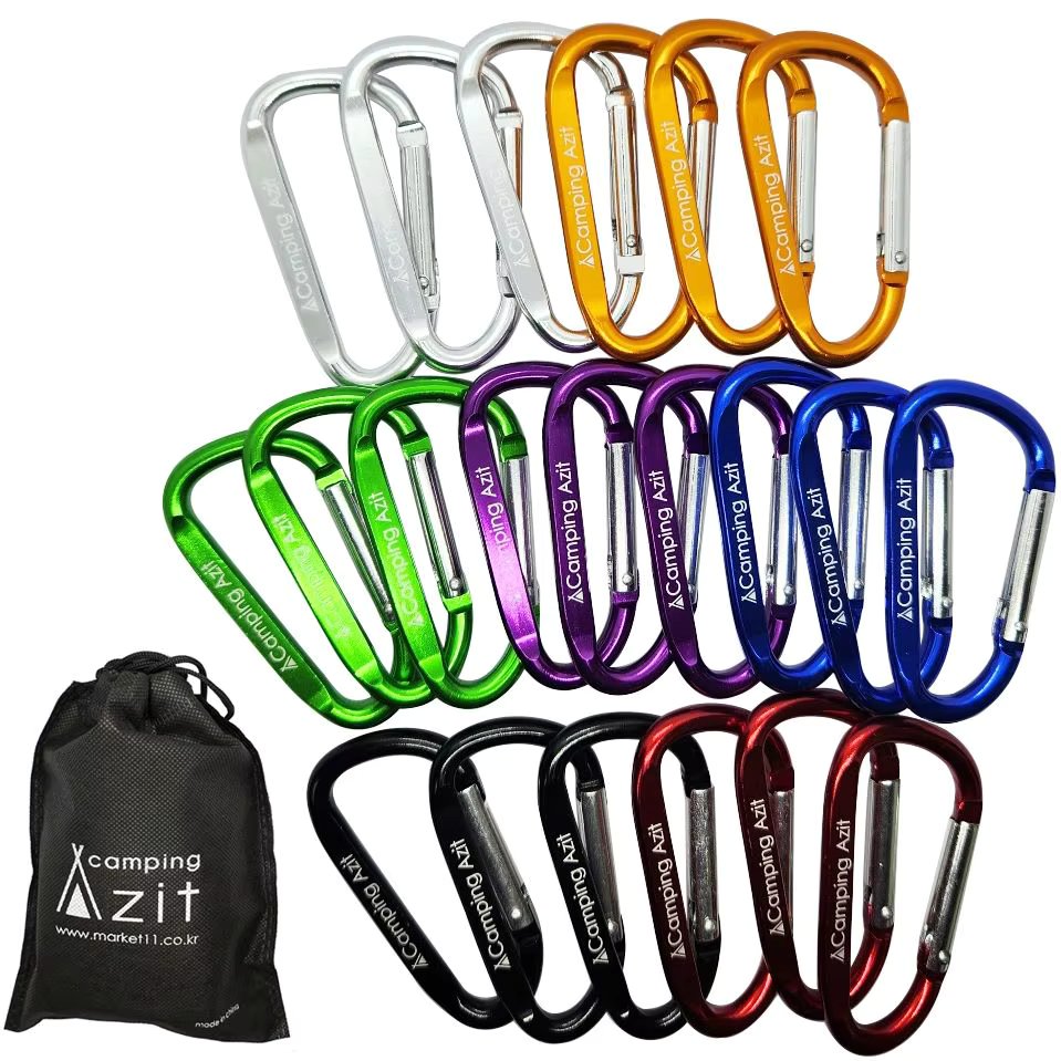 [Camping Azit] 21 sets of camping azit aluminum 7 color caraviner (캠핑 아지트 알루미늄 7컬러 카라비너 21개 세트)