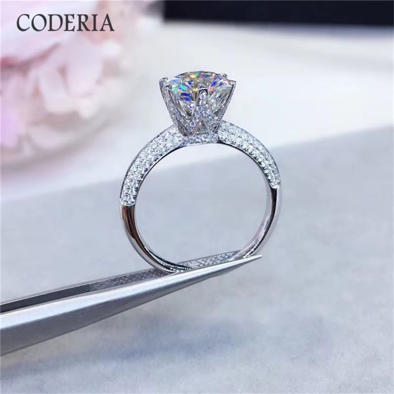 1CT 3CT 5CT High Quality Cut D Color High Clarity Moissanite Diamond Birthday Party Ring For Women Luxury 18K Gold Jewelry Gift