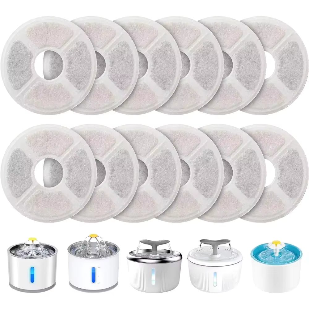 6/12Pcs Dog Feeders Fountain Filters Cat Water Replacement Filter for 2.0-2.4L Pet Fountain Filtration System Pre-Filter Sponges