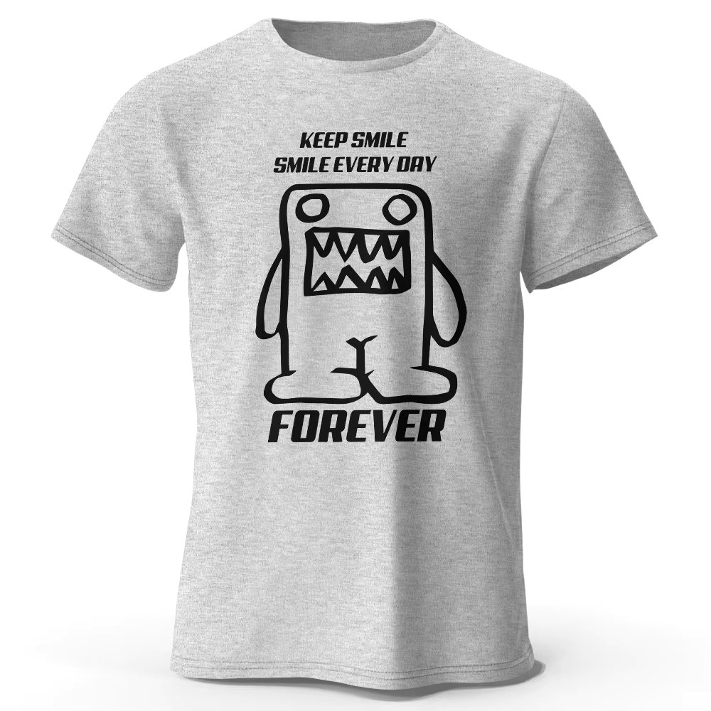 Men's Keep Smile Every Forever Letter Printed 100% Cotton Classic Vintage Funny T-Shirt for Men Women Sportswear Tops Tees