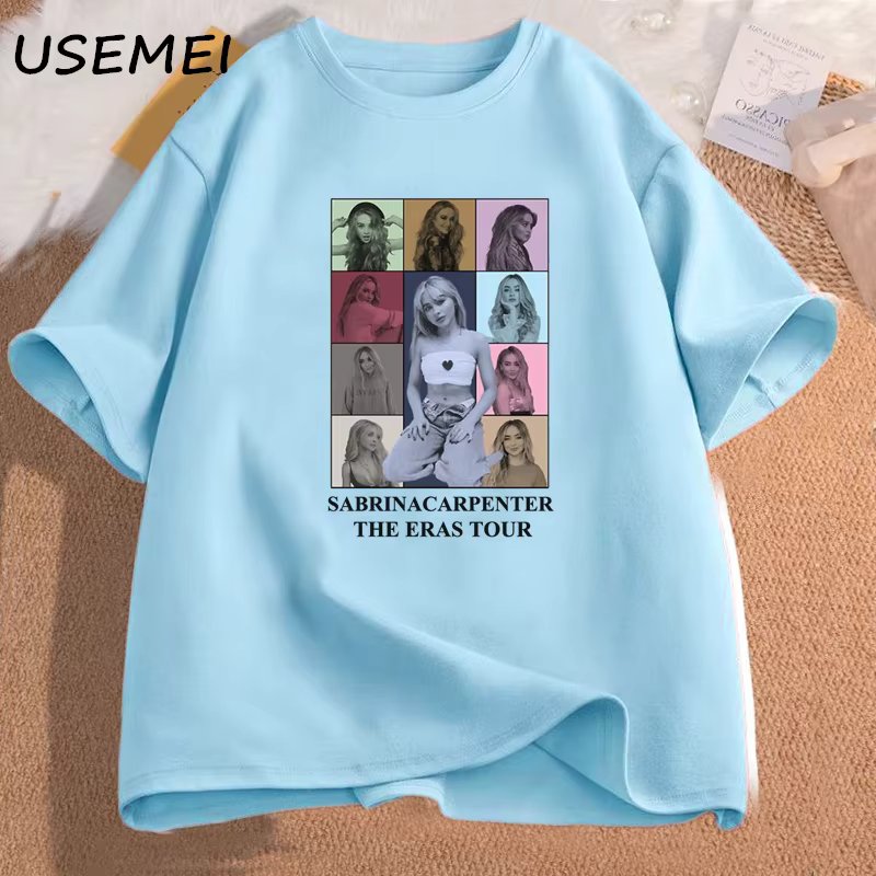 Vintage Sabrina Carpenter Eras Tour T Shirt Pop Music Fan Merch Tshirt Cotton Short Sleeve Streetwear Womans Clothing Oversized