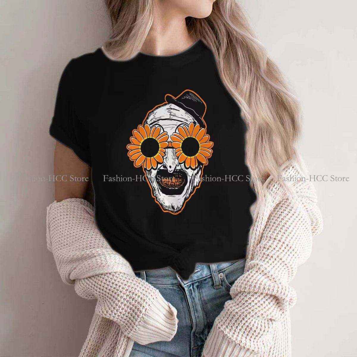 Sunflower Sunglasses Clown O Neck TShirt Terrifier Horror Films Classic Polyester T Shirt Woman's Clothes New Design