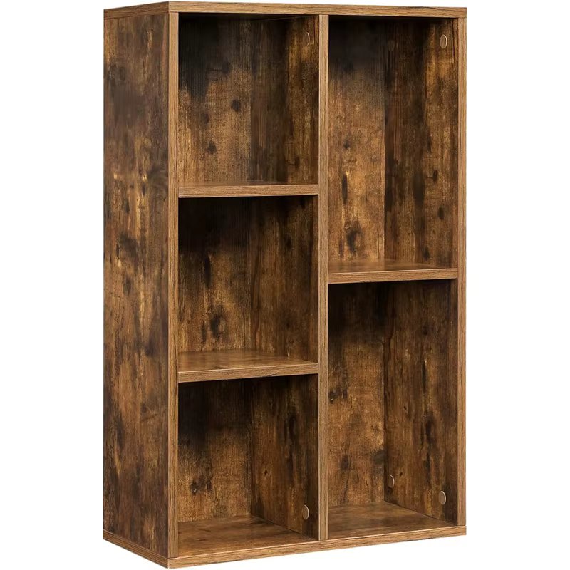 Chulovs 5 Cube Bookcase, Wooden Bookshelf with 5 Compartments, Floor Standing Storage Unit for Files, Decor, In Study, Living Ro