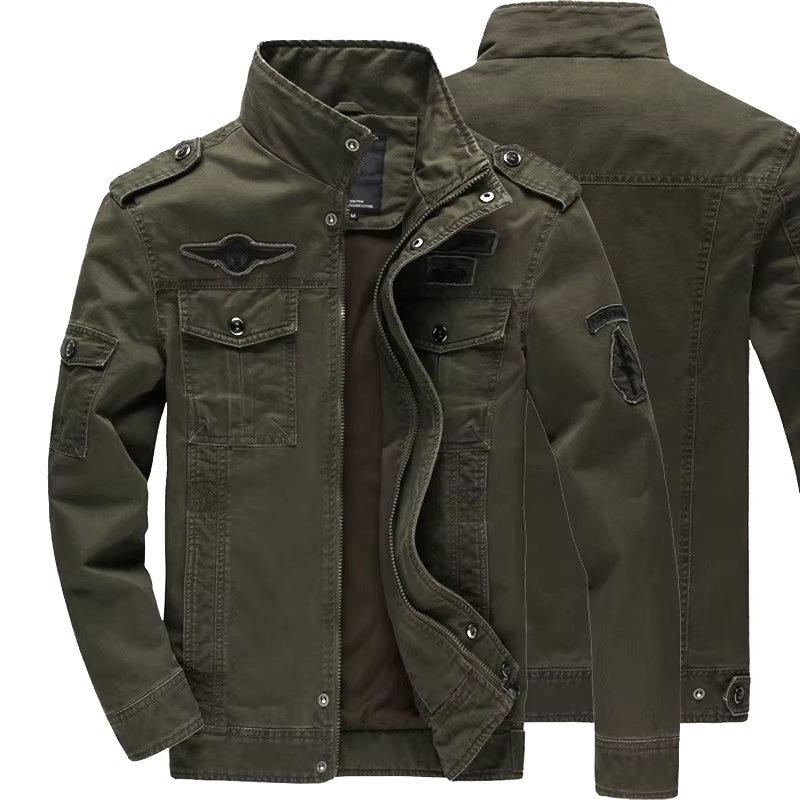 2024 New Cotton Jacket Men's Wild Hunting Windproof Multi-Pocket Work Jacket Autumn Casual Army Green Mountain Climbing Coat