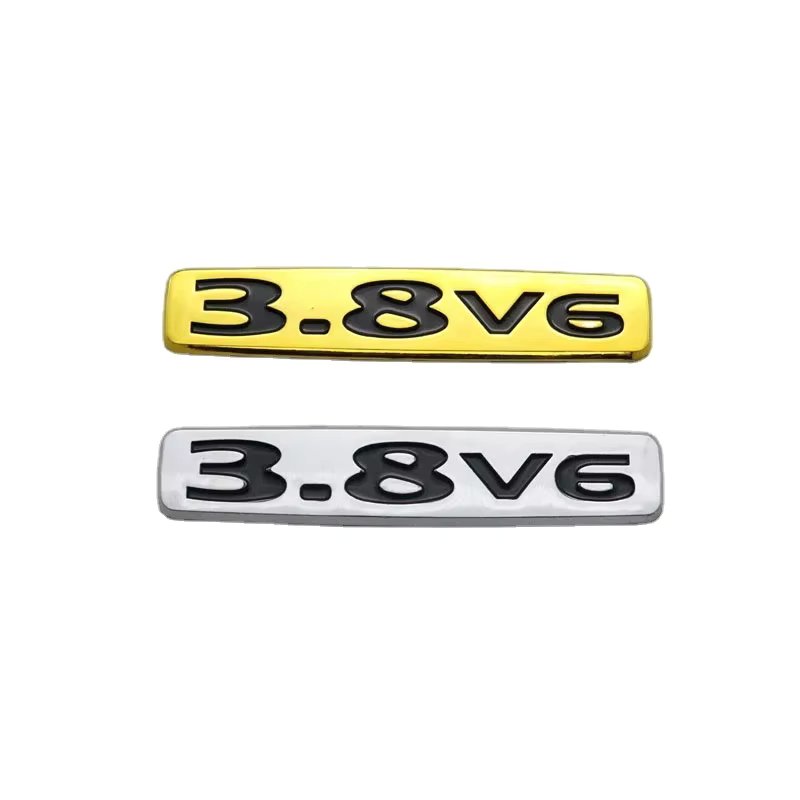 For Pajero 3.8 V6 3.8v6 Emblem Silver Gold 3D Car Sticker Rear Trunk ABS Plastic Logo Badge Decal Nameplate