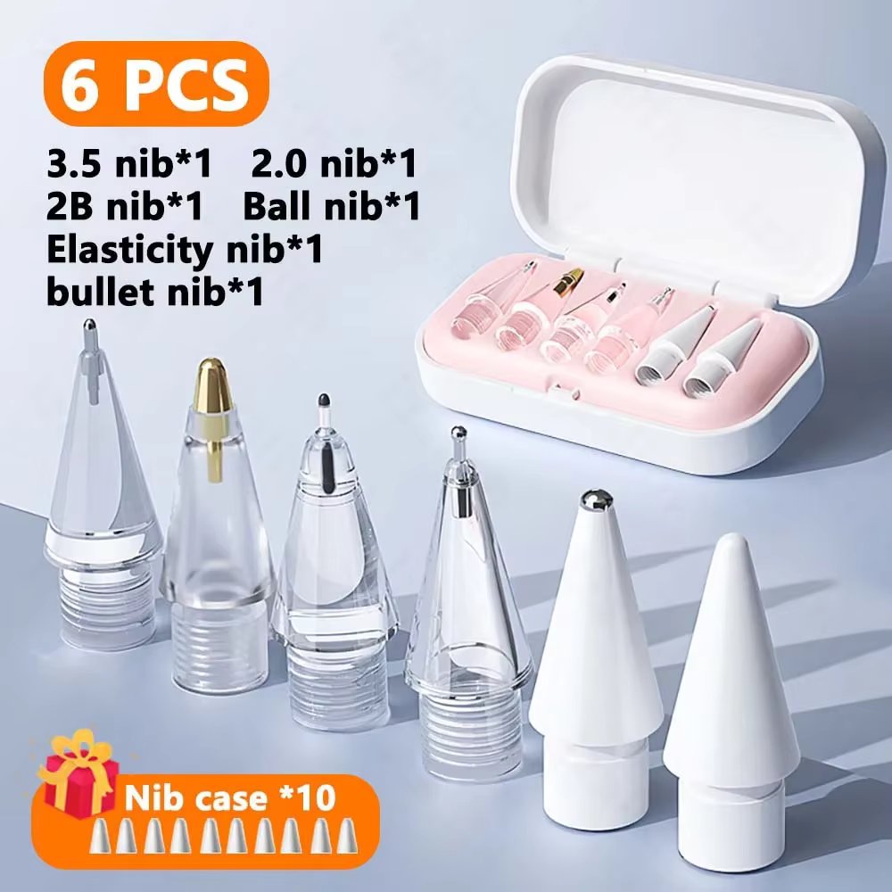 Replacement Pencil Tips for Apple Pencil 1/2/3th Apple Pencil Pro 4/6 Pcs 2B Soft Nibs for iPad Pro Pencil 1/2/3 Stylus Fine Nib