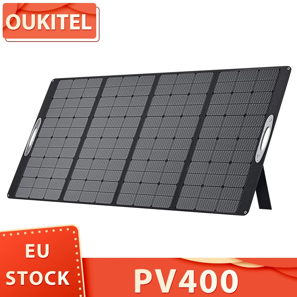 OUKITEL PV400 400W Foldable Portable Solar Panel with Kickstand, 23% Energy Conversion Rate, IP65 Waterproof