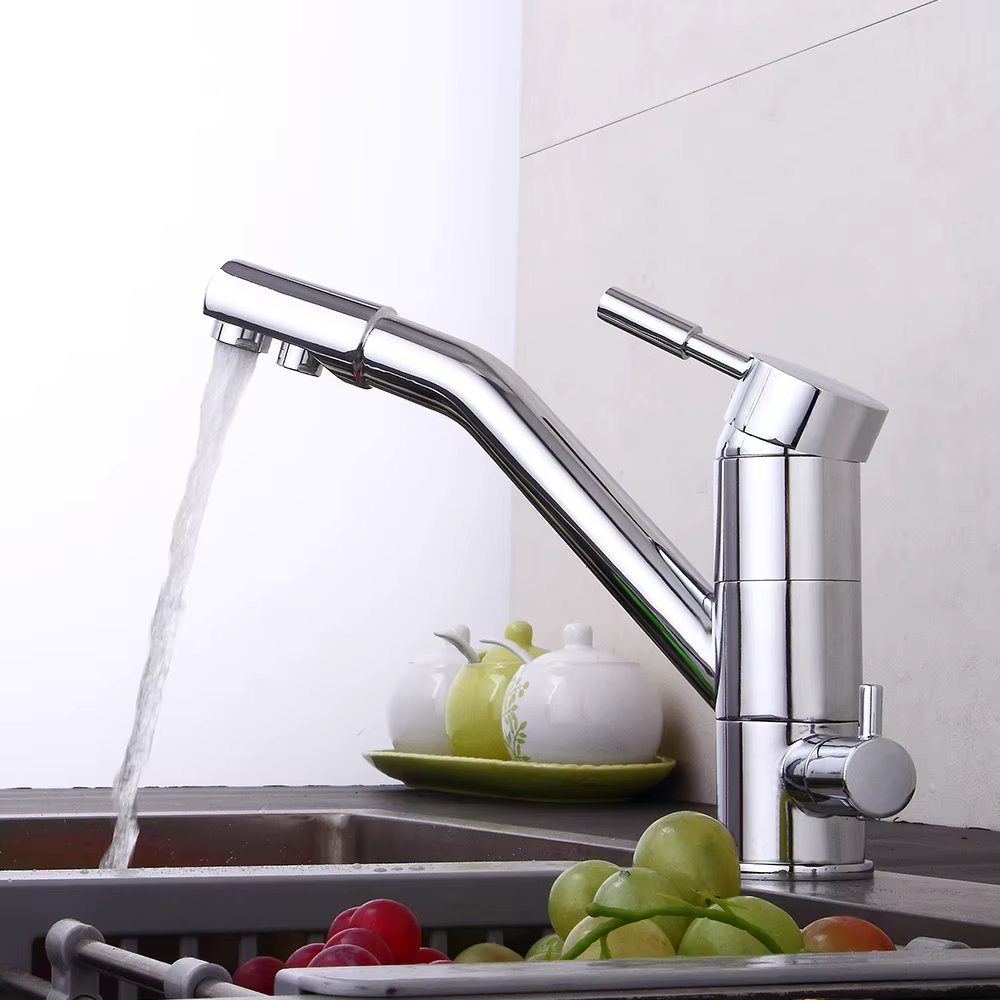 3 in 1 Kitchen Water Filter Faucet Three-Way Faucet Osmosis System Tap Rotatable 3 Way Water Filter Kitchen
