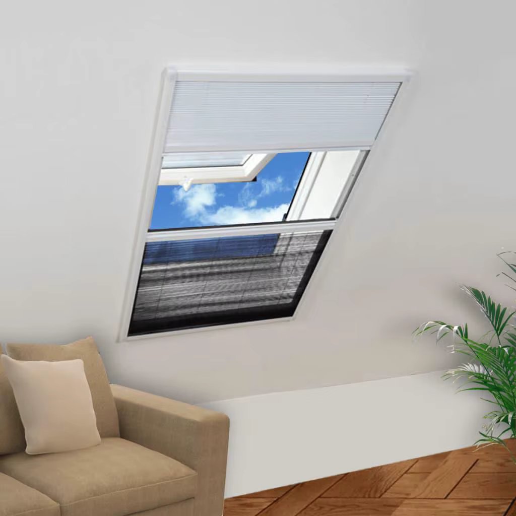 Window Plisse Insect Screen - 60x80 cm Aluminium with Shade for Effective Bug Protection