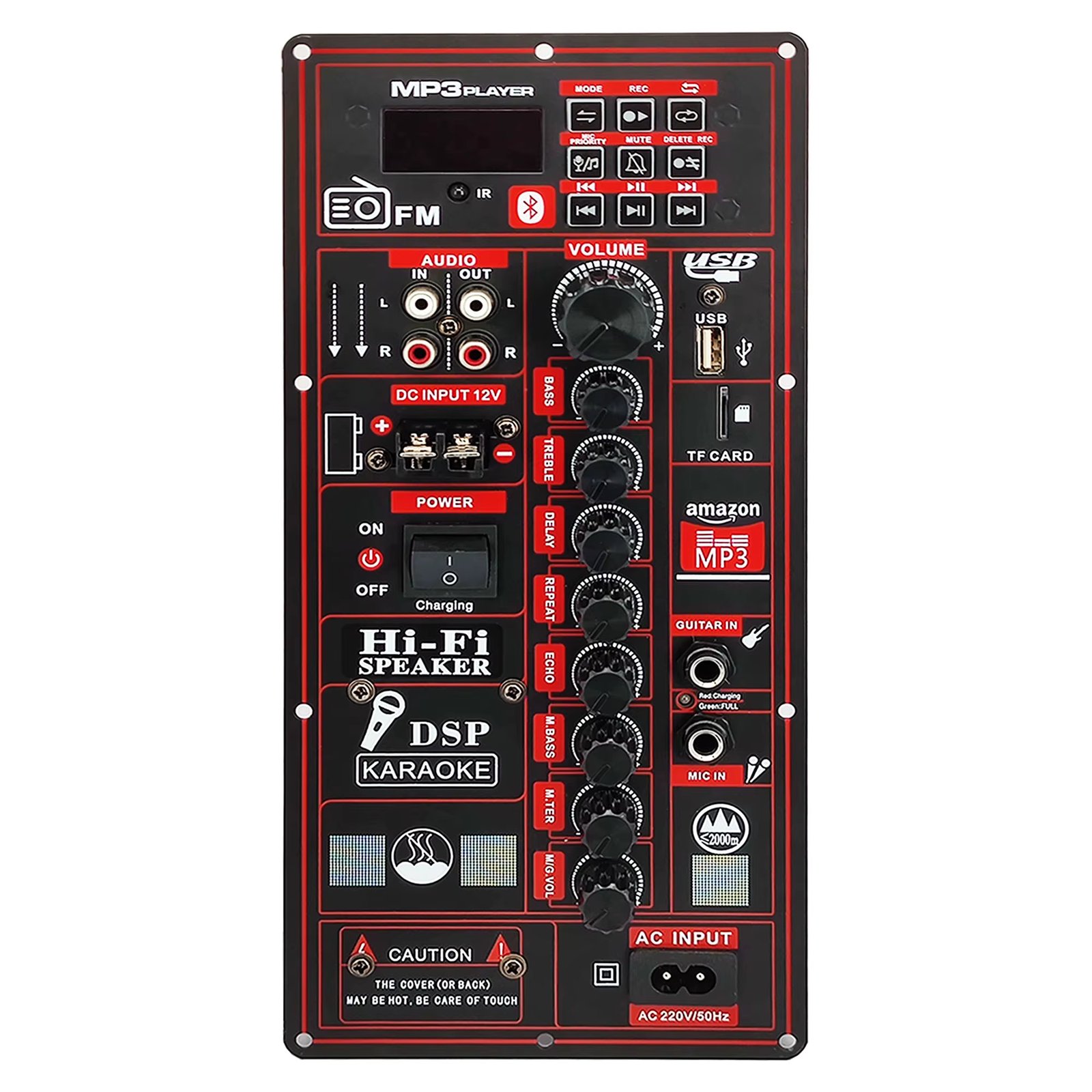 12V 110V 220V Bluetooth Digital 150W Amplifier Board for 6-12 Inch Speaker Panel with Microphone Guitar Home Theater DIY