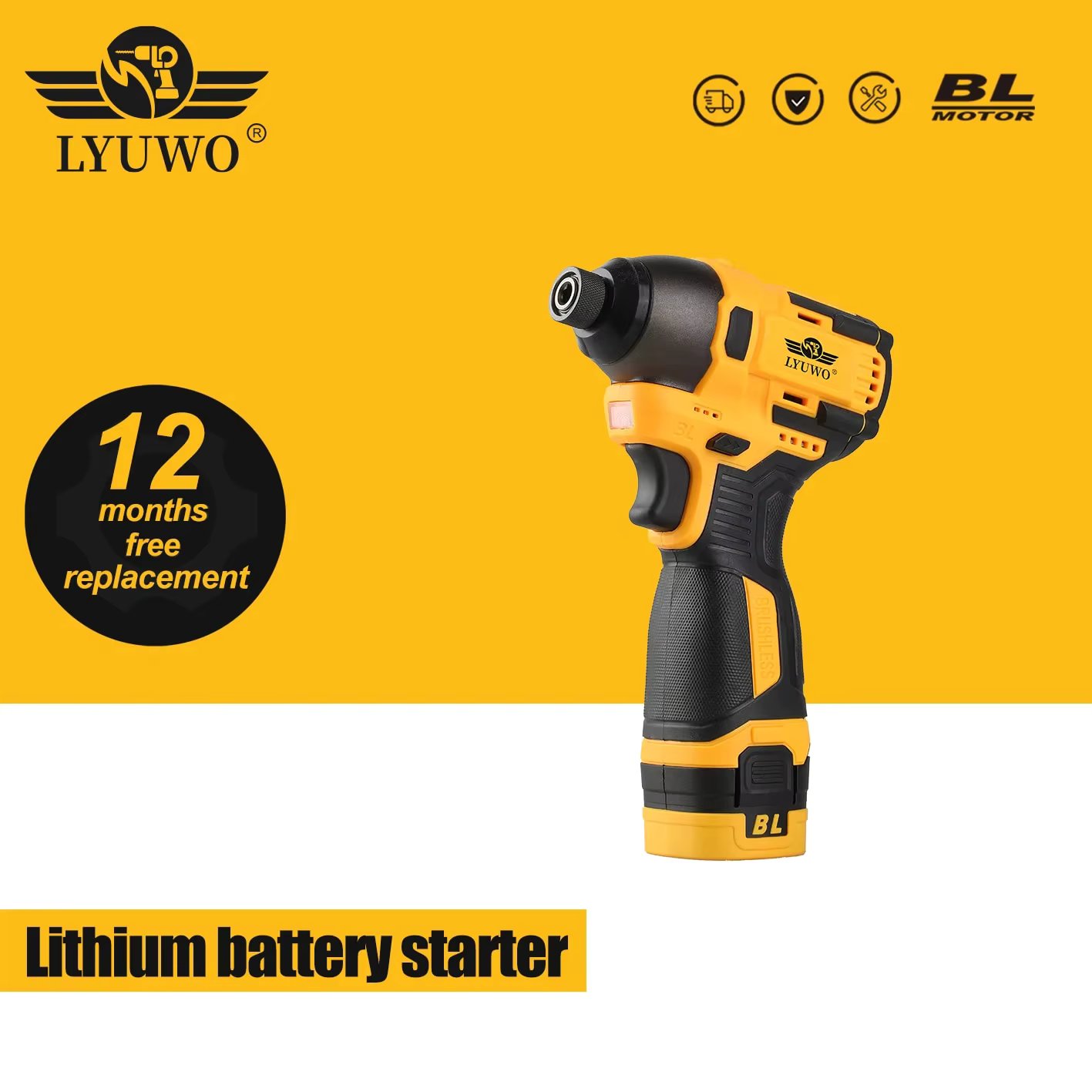 LYUWO 16.8V Electric Drill Driver 140N. M Impact Wireless Drill Bit Household Multifunctional Electric Screwdriver Tool