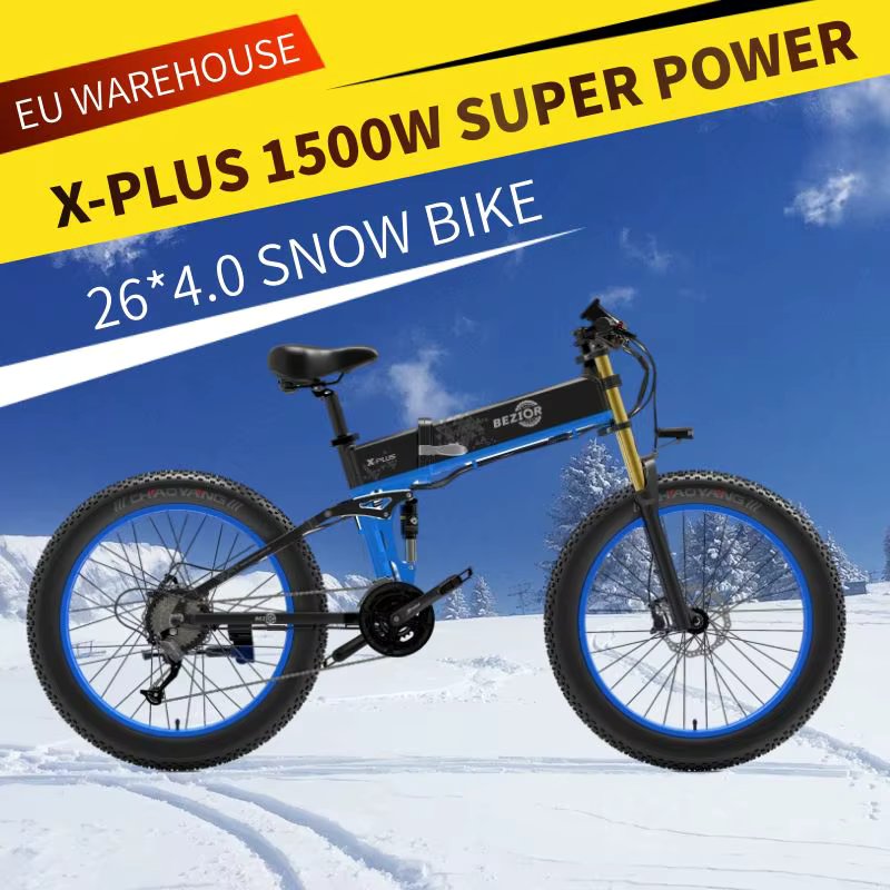 BEZIOR X-PLUS 1500W 48V17.5AH FOLDING ELECTRIC BIKE FAT TYRE 26"*4.0 HYDRALIC BRAKE POWERFUL MAX SPEED 40KM/H