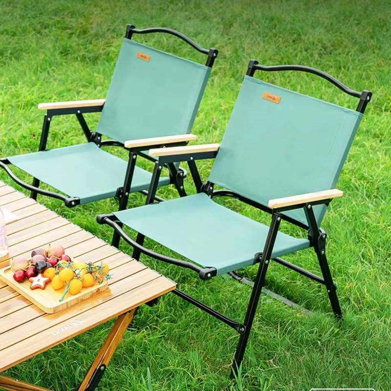 GIANXI Summer Outdoor Camping Green Folding Chair Aluminum Black Frame Portable ultra-light Fishing Chair Barbecue Beach Chair