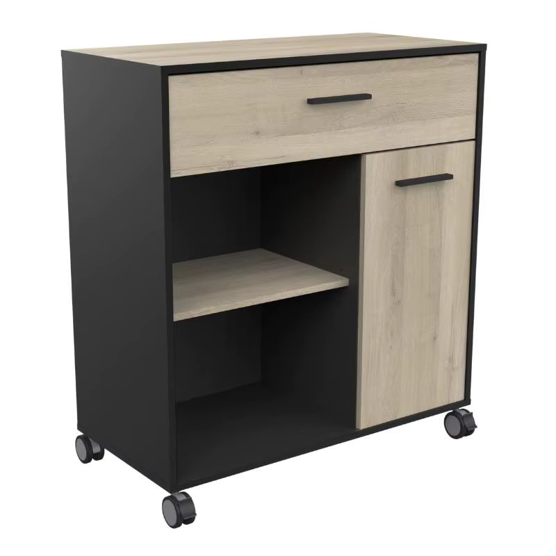 Kitchen Cabinet 81x91x40 cm black Kronberg Oak microwave auxiliary furniture with wheels