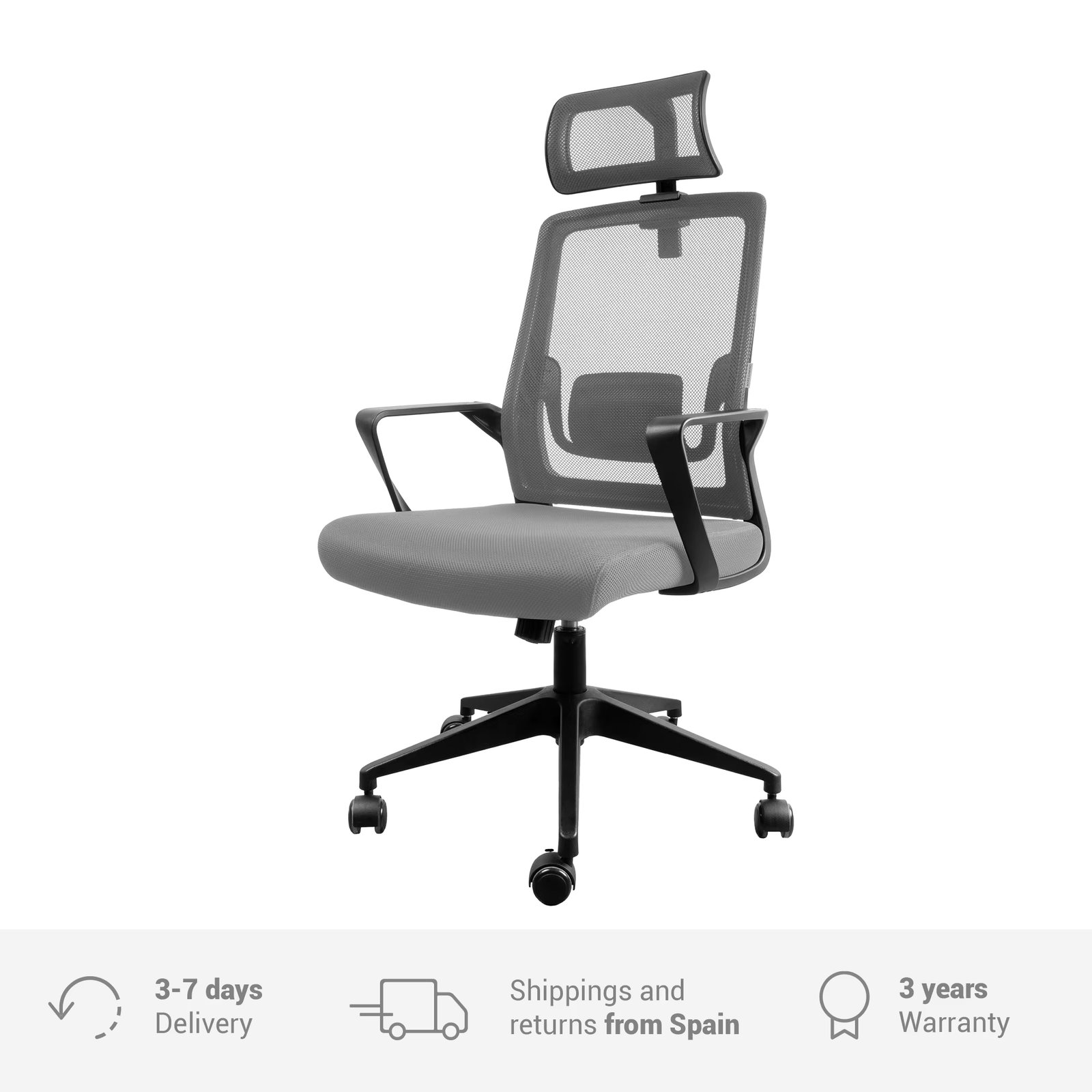 Mars Gaming MGC-ERGOLITE, ergonomic Gaming chair, breathable mesh back, adjustable headrest and Lumbar support, height adjustable, padded seat, Gas piston class 3, steel, gray, black, white, blue or pink
