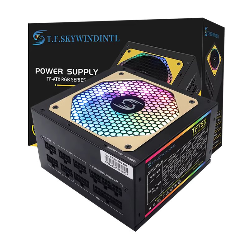 750W Power Supply Fully Modular PSU ARGB Gaming PC Power Supply 20+4Pin Connector with 120mm Low-Noise FDB Fan Full Voltage