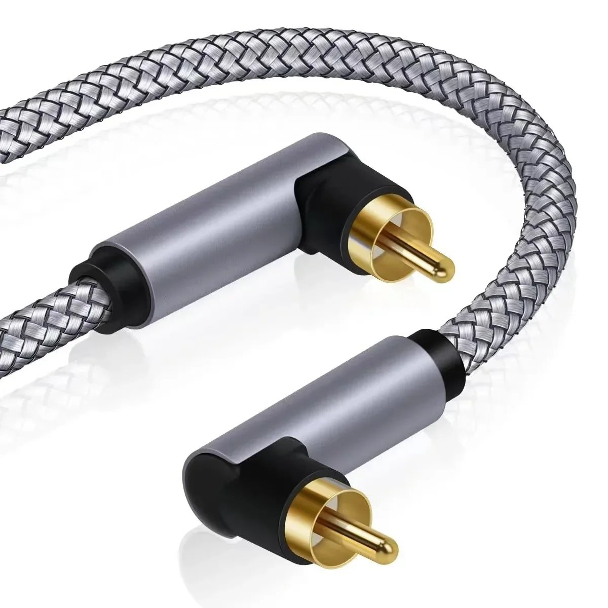 HIFI Audio Cable 90 Degree Gold Plated Digital RCA To RCA Male Coaxial Amplifer SPDIF Cord For Home Theater HDTV Accessories