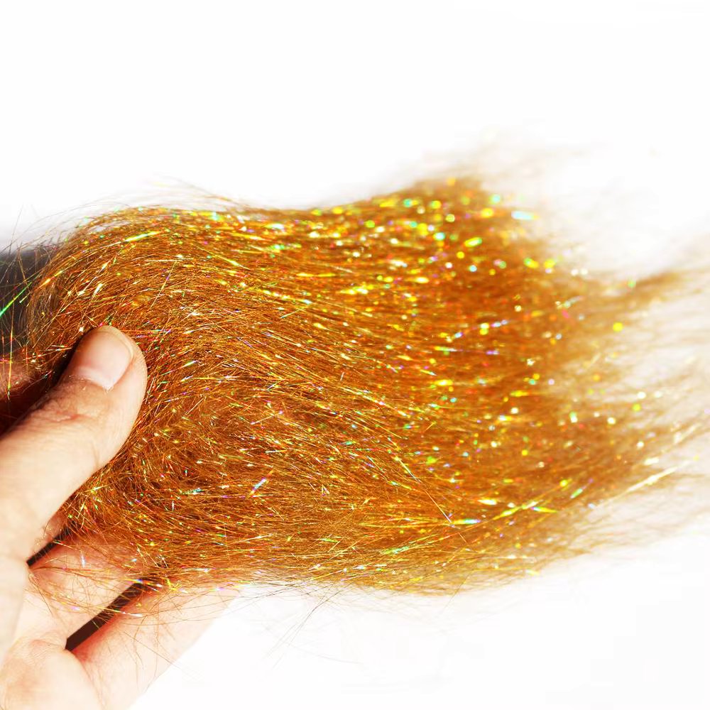 Tigofly 4g/pack Holographic Golden Ice Dub 10cm Long Fly Tying Dubbing Materials Synthetic Sparkle Fibers For Nymph Salmon Trout