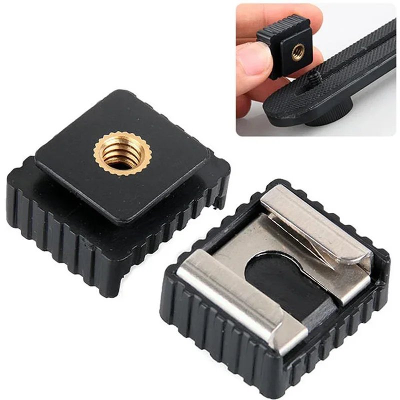 1PCS Flash Hot Shoe Mount Adapter Speedight Flash Cold Hot Shoe Bracket Mount Adapter 1/4" Screw           For Studio Tripod