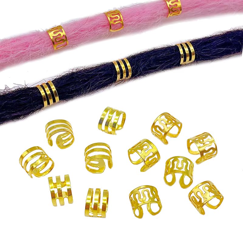 10Pcs/lot 6x9mm Gold Silver Beads Adjustable Hair Braids Beads Adjustable Hair Braid Rings Cuff Clips Tubes Jewelry Styling Tool