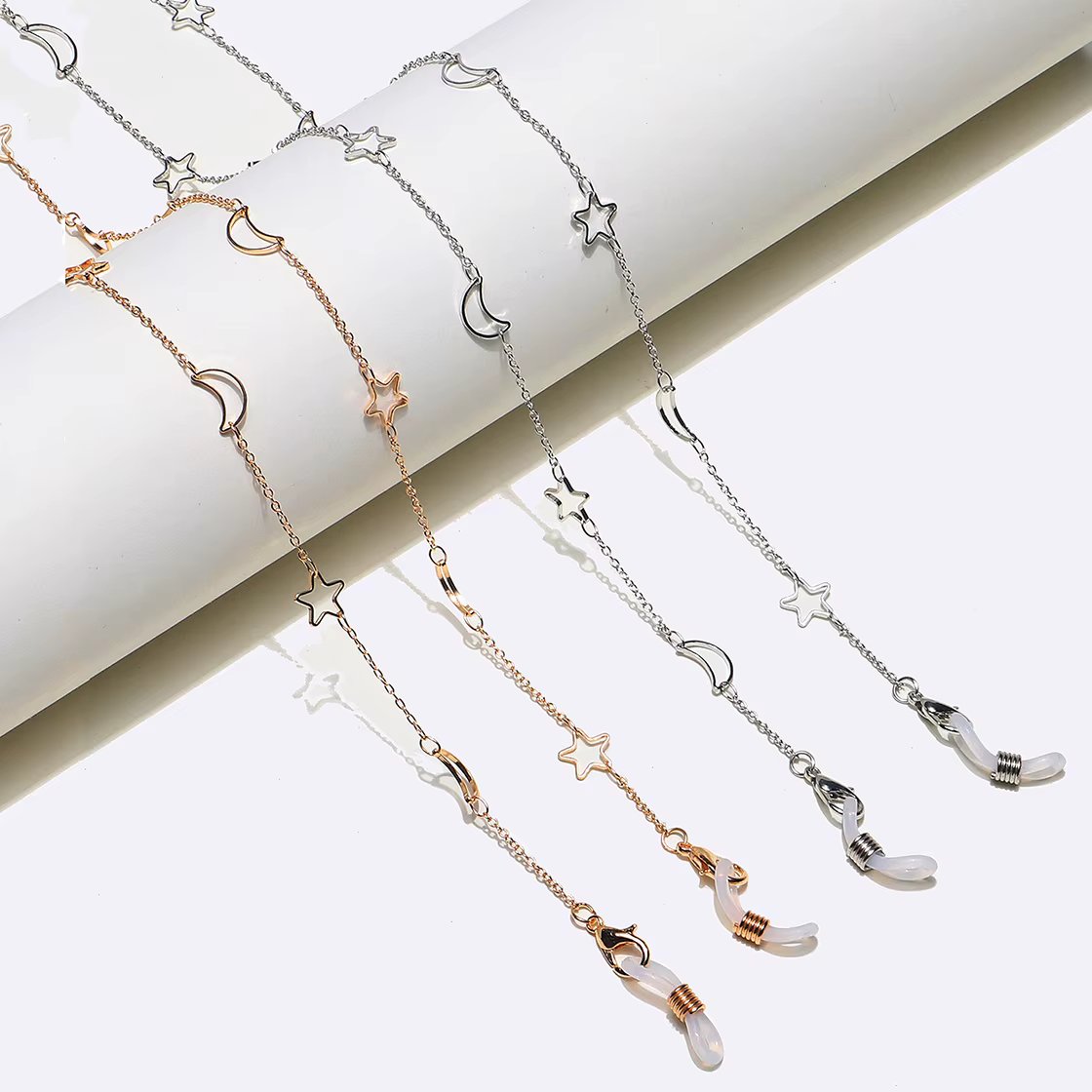 Y2K Style Hollow Star Moon Glasses Chain for Women Sweet Sunglasses Mask Chain Lanyard Anti-Falling Glasses Eyeglasses Cord Gift
