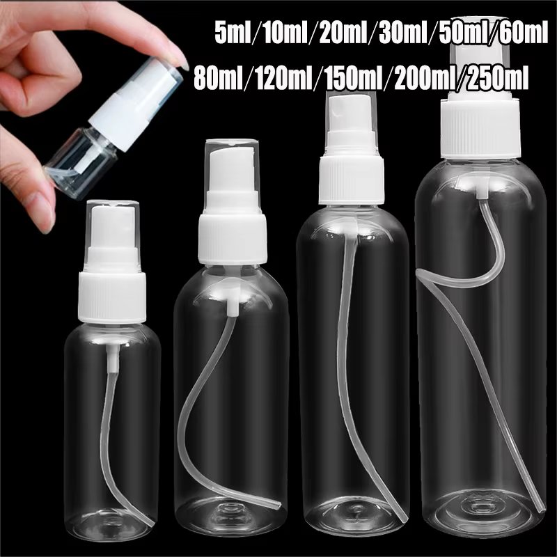 10/20/30/50/60/80/120/150/200/250ml Transparent Refillable Bottles Mist Pump Perfume Essential Oil Atomizer Travel Spray Bottle