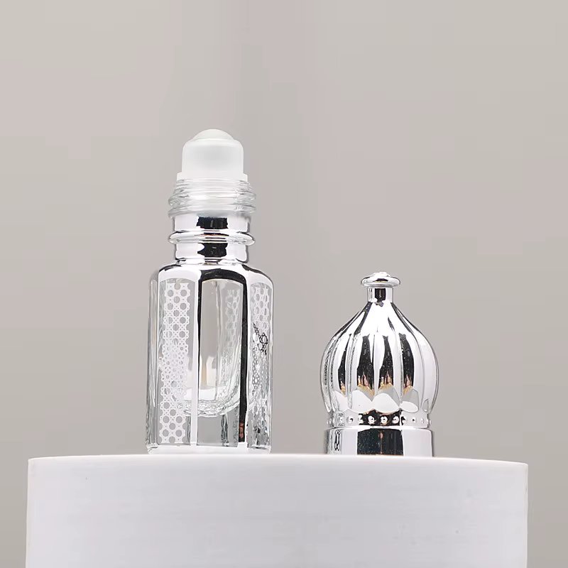 Essential Oil Bottle 3/6/12ML UV Gold Glass Empty Perfume Bottle Oil Vials Electroplating Process Massage Luxury Roller Bottle