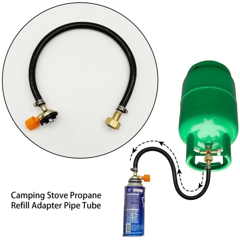Refill Hose Propane Bottle Refill HoseGas Adapter Leakproof Rubber Gas Refill Pipe Tube Heat-resistant Propane Camping Shelter