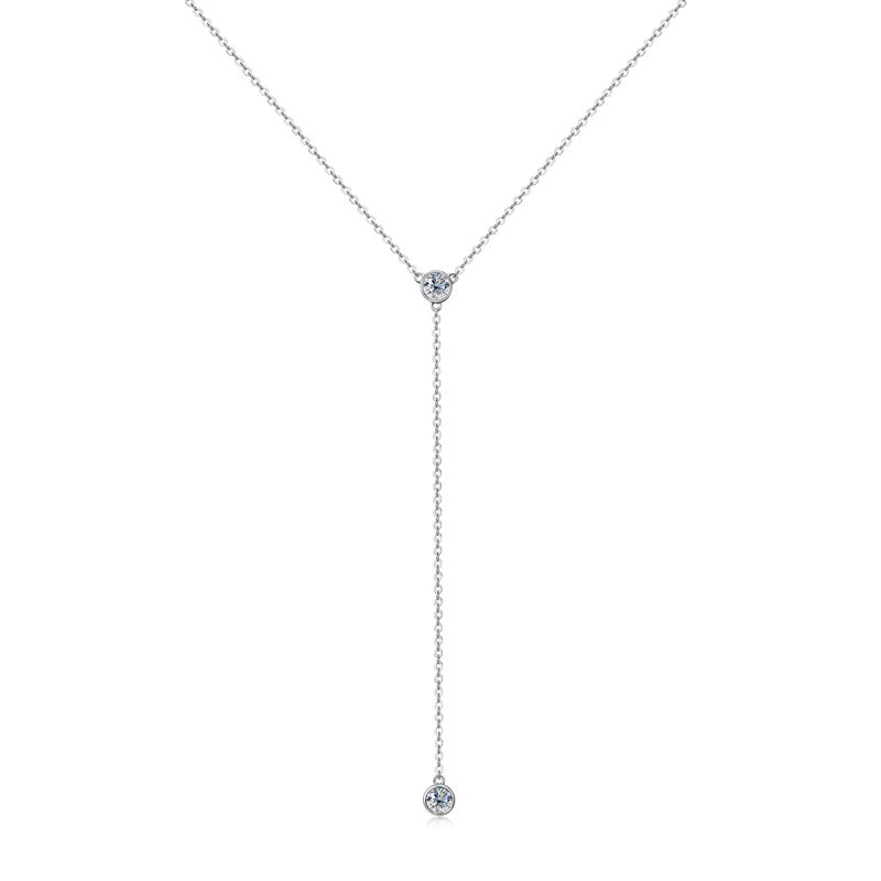 IOGOU Real Moissanite Diamond Necklace For Women Tassel Pendant Top Quality 925 Sterling Silver Wedding Bridal Sexy Girl Jewelry