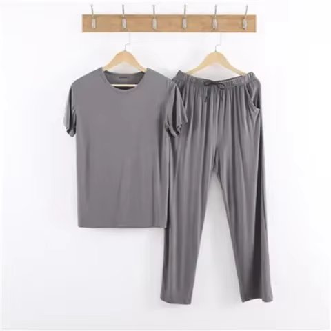 New 2025 Men's Casual Pajamas Sets Oversized Modal Short Sleeve and Pants Sets Male Sleepwear Soft Loose Home Clothes for Men