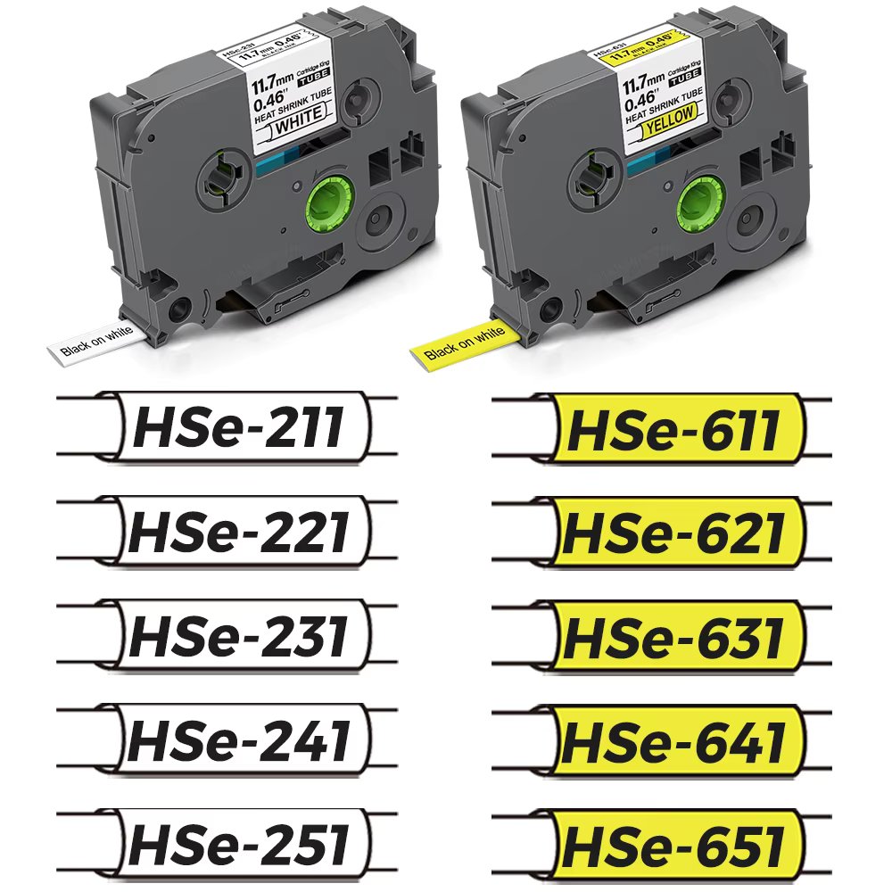 1PCS HSe231 Hse-231 Heat Shrink Tube for Brother HSe 211 221 231 241 1 611 621 631 Compatible for P-touch PT-E550 Label Maker