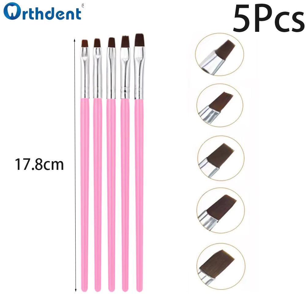 5 Pcs/Set Dental Resin Brush Pens Shaping Silicone Adhesive Composite Porcelain Teeth Whitening Care Dentistry Laboratory Tools