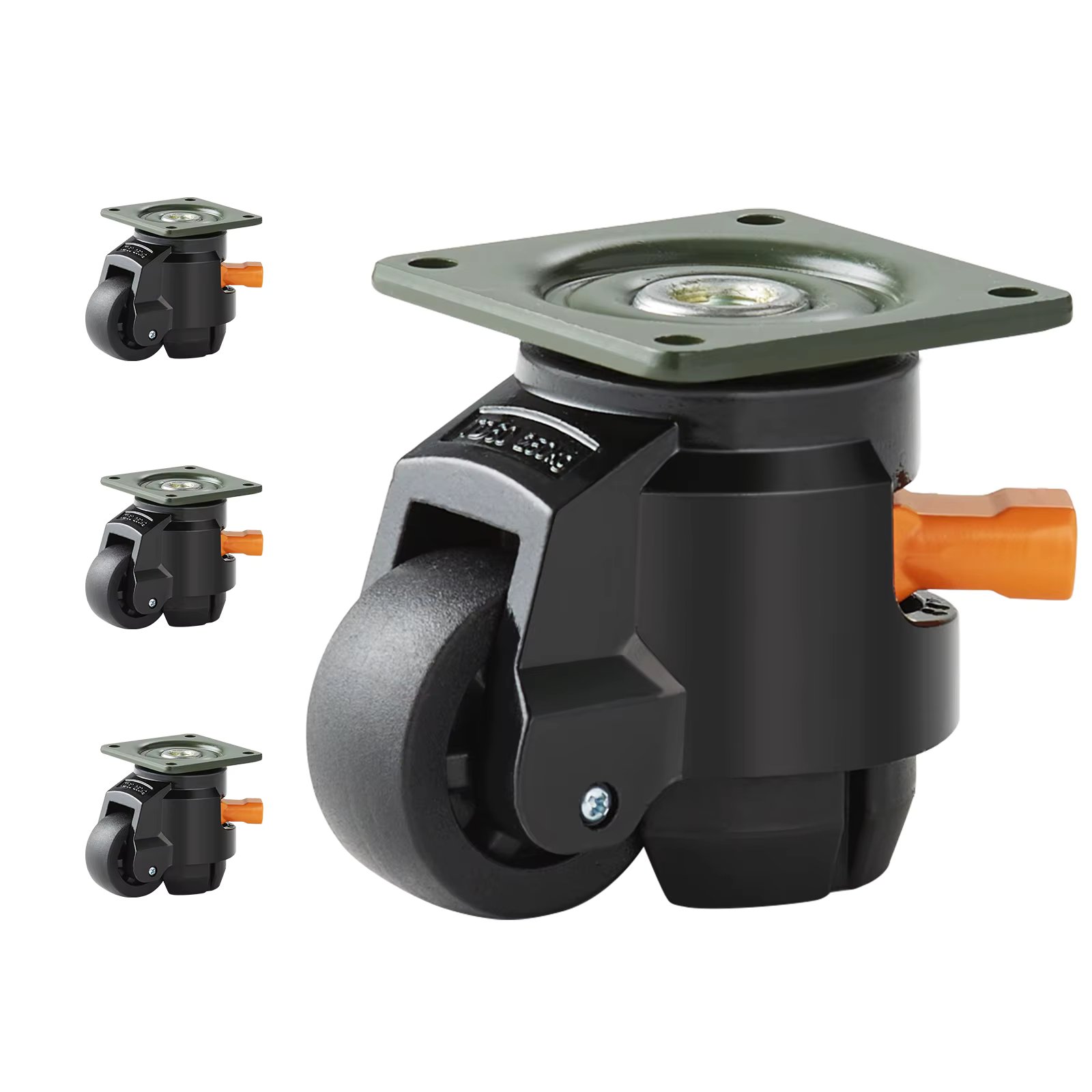 VEVOR 4 Pcs Leveling Casters Heavy Duty Swivel Caster Wheels with Handle Design Height Adjustable Feet for Workbench Machine