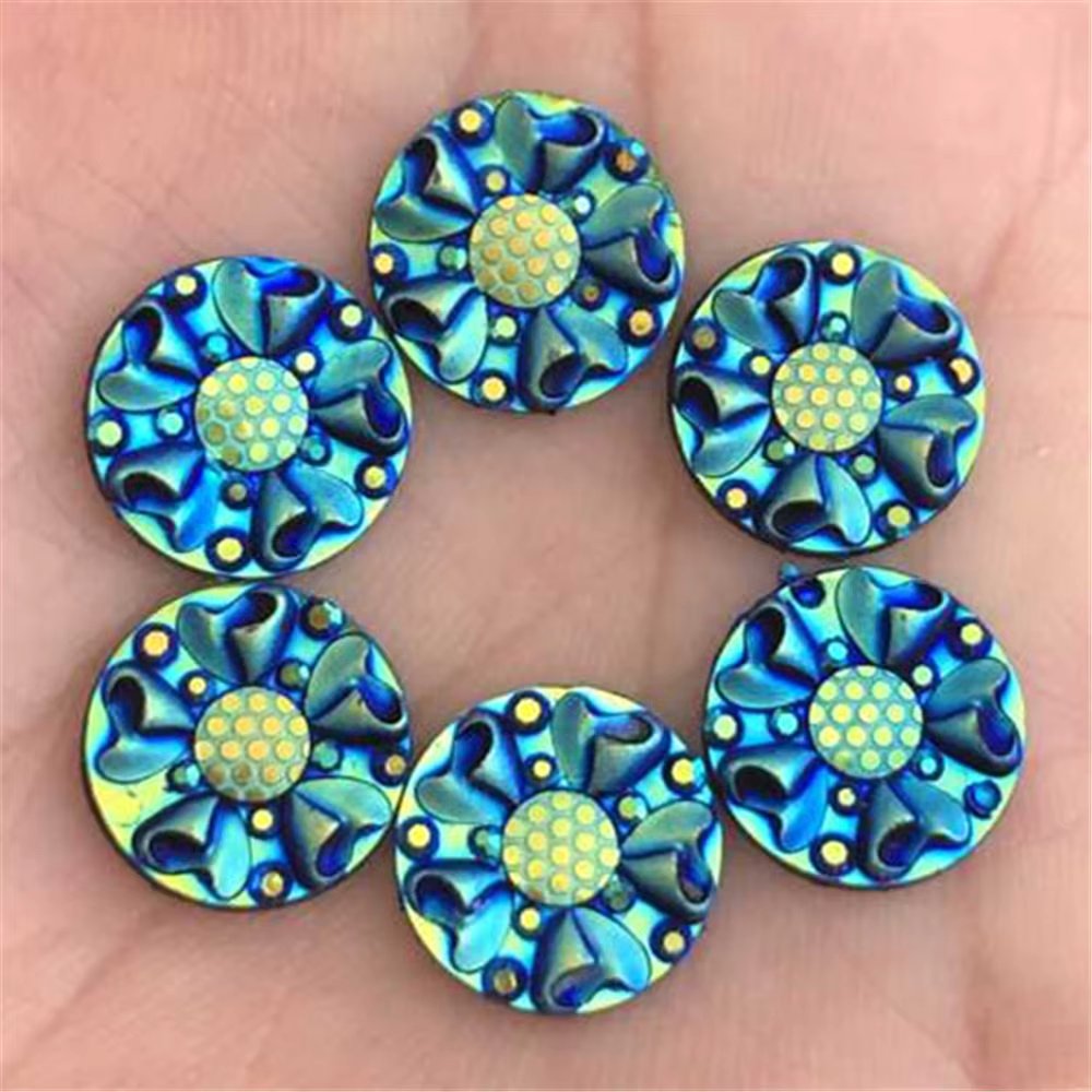40PCS AB Resin 12mm Round Resin Flatback Rhinestone Scrapbook Diy Button Crafts