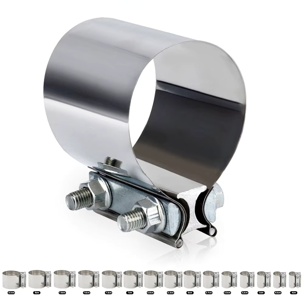 2.0" 2.25" 2.5"2.75" 3.0" 4.0"4.5" 40-83mm Exhaust OD Pipe Sleeve Coupler Pipe Clamp Tube Repair Parts Stainless Steel clamp