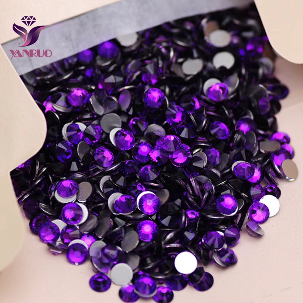 YANRUO 2058NOHF Purple Velvet Flatback Rhinetones non Hotfix Dress Ornament Crystals for Clothes