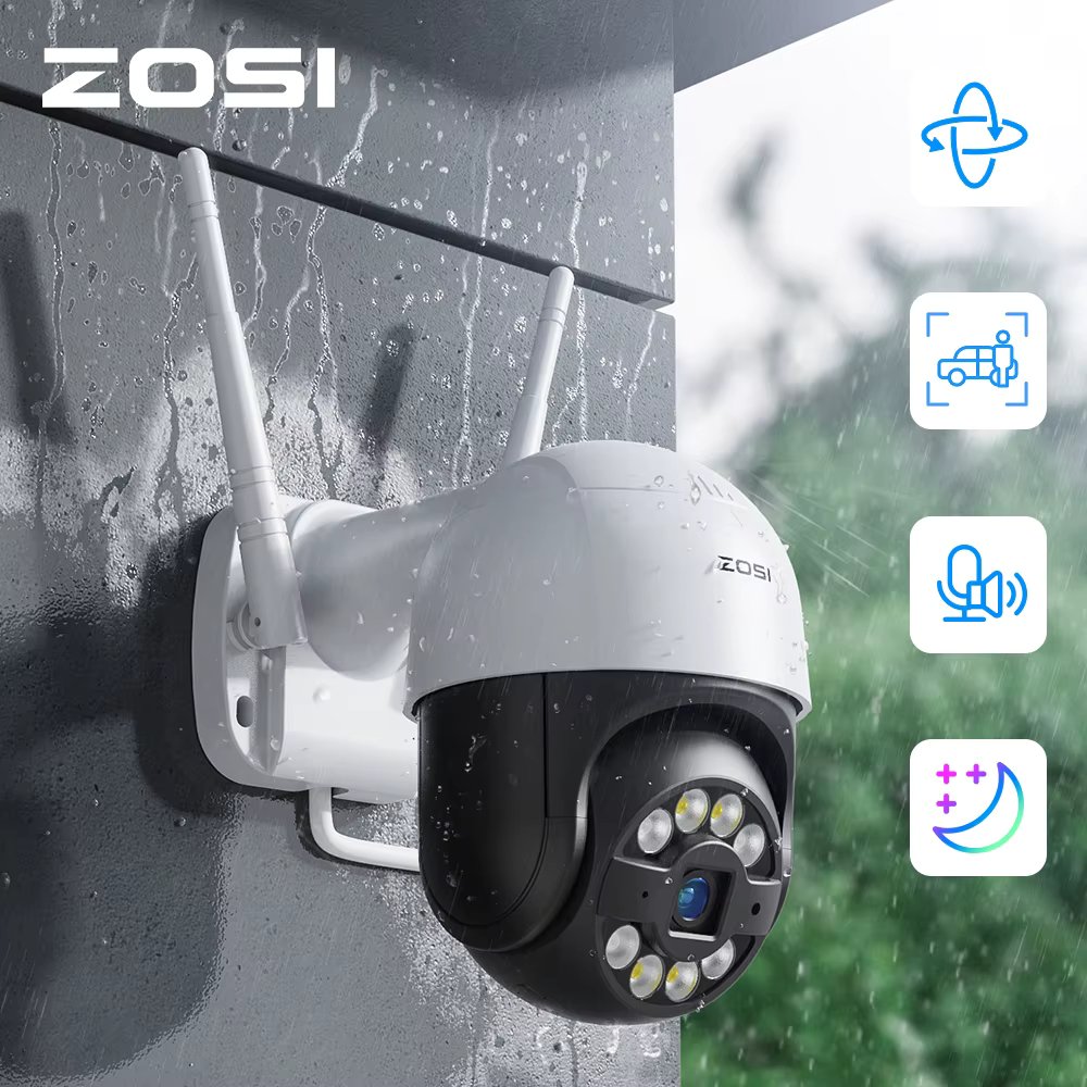 ZOSI Wifi PTZ Camera 2MP/3MP/4MP Starlight Night Vison Surveillance Outdoor IP Camera 2-Way Audio AI Human Detect Wireless Cam