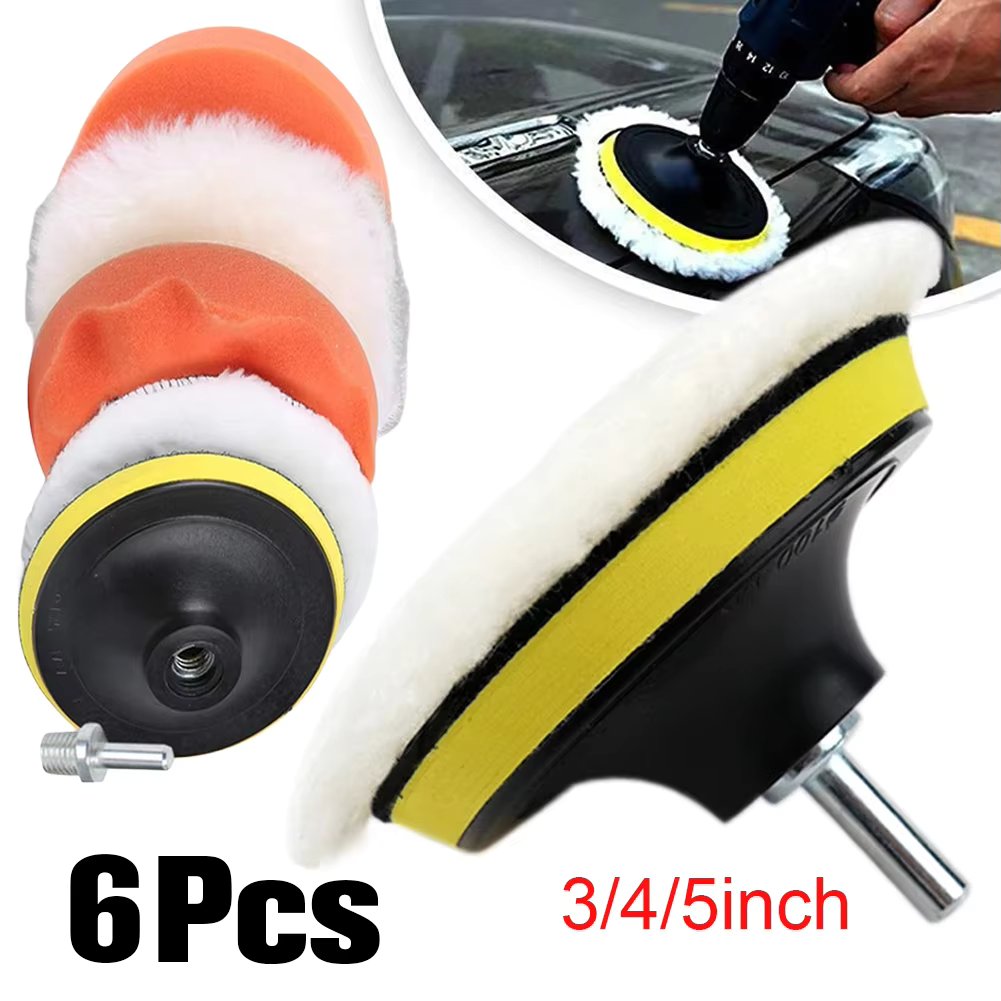 3/4/5 Inch Car Polisher Pads Kit Wool Buffing Waxing Clean Polish Reusable Buffer Drill Wheel Polisher for Auto Remove Scratches