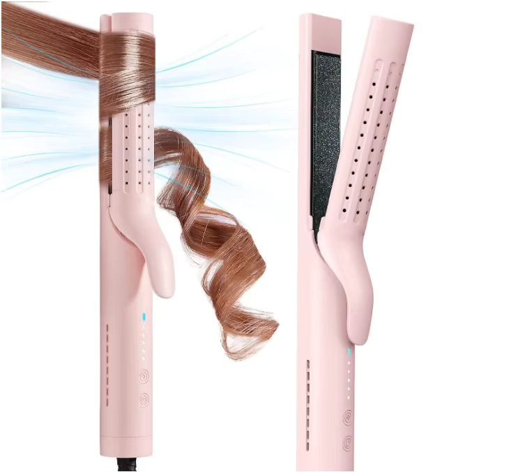 Air Styling Curlers - Ceramic flat Iron hair straightener and curler 2 in 1, professional curing rod, 360° ionic cold air