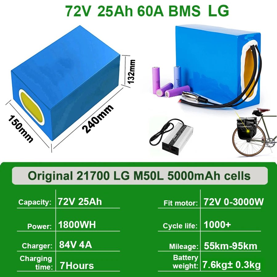 72V25AH LG 60A BMS